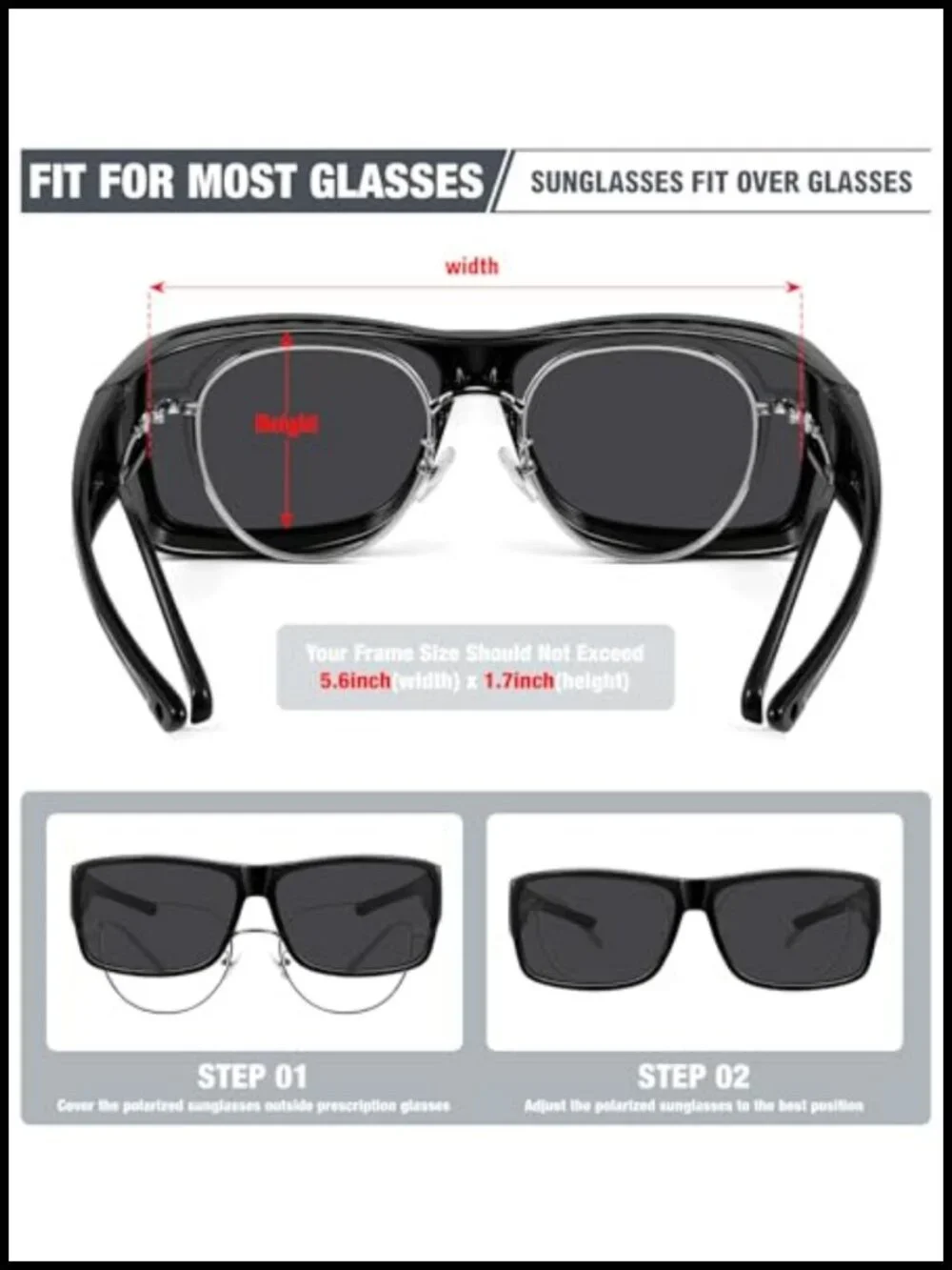 Polarized Fit Over Glasses Sunglasses UV Protection Driving Wrap Around